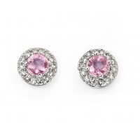 9ct White Gold Pink Sapphire & Diamond Earrings