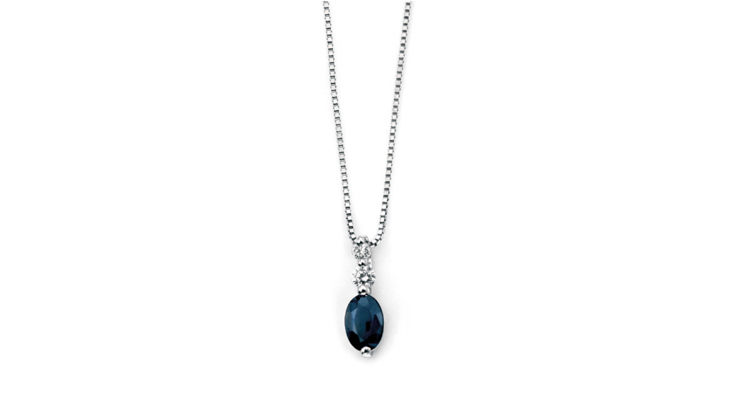 9ct White Gold Sapphire & Diamond Necklace