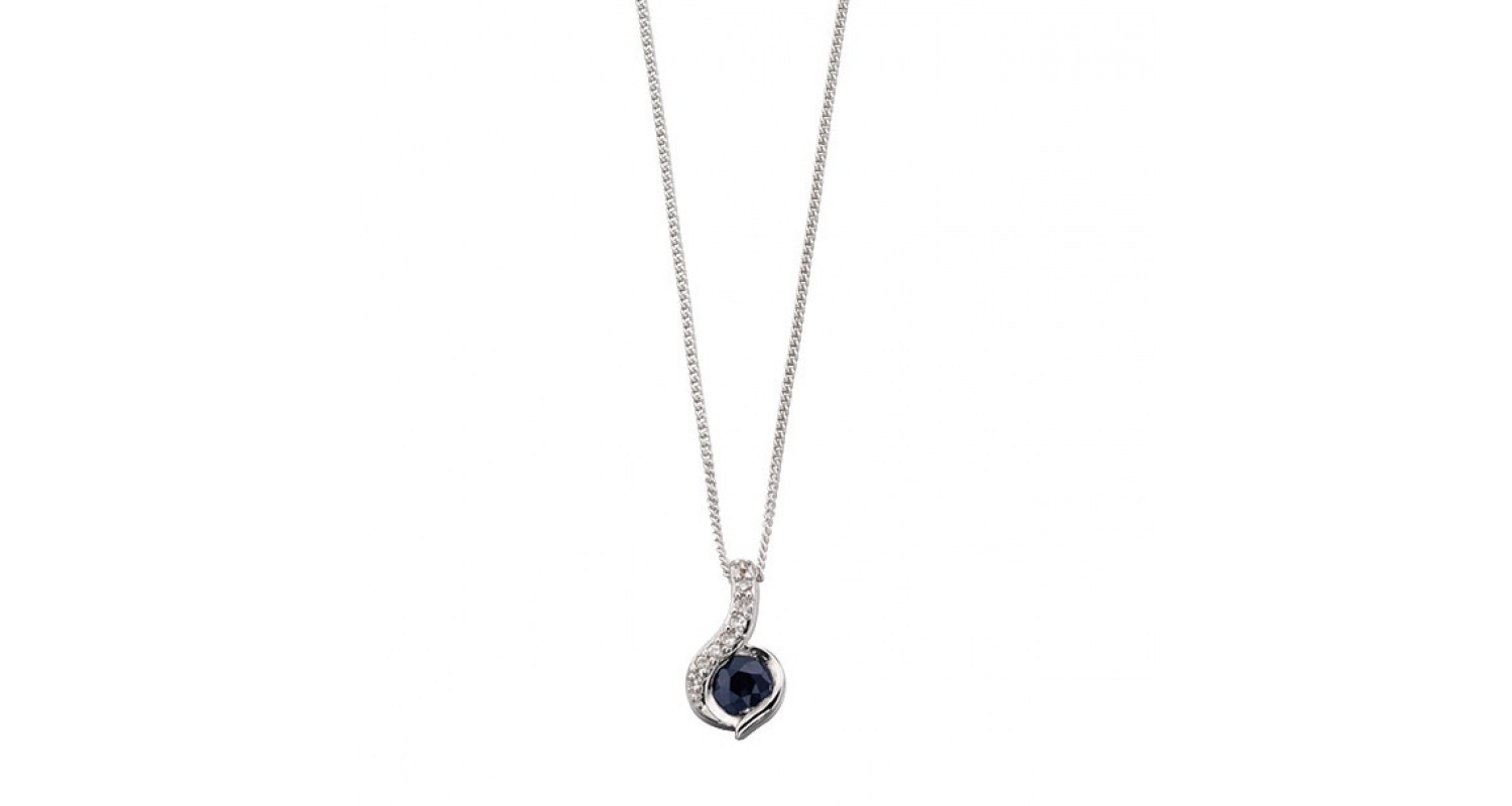 9ct White Gold Sapphire & Diamond Necklace