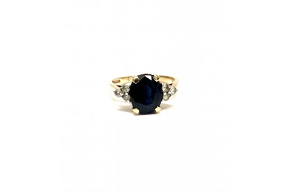 9ct Yellow Gold Sapphire Diamond Ring