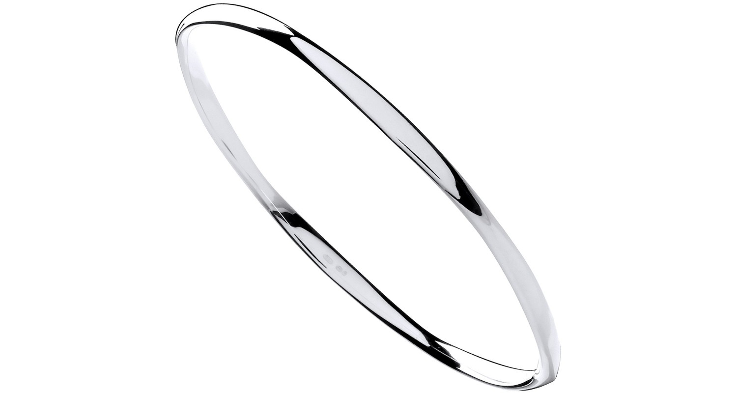 Sterling Silver Faceted Slave Bangle