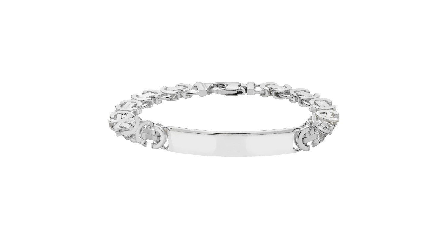 Sterling Silver Mens Byzantine ID Bracelet