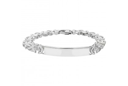 Sterling Silver Mens Byzantine ID Bracelet