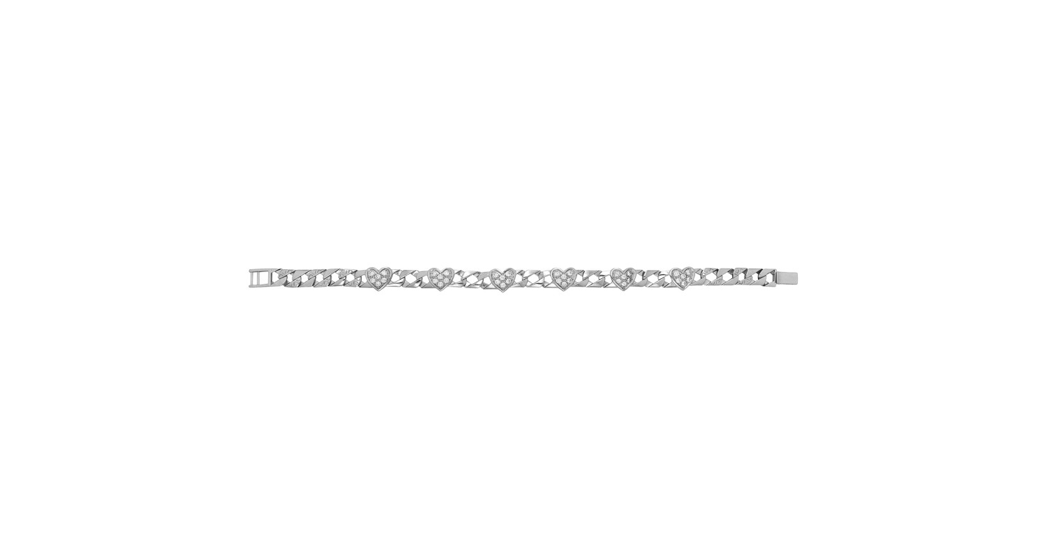 Sterling Silver CZ Set Heart Bracelet