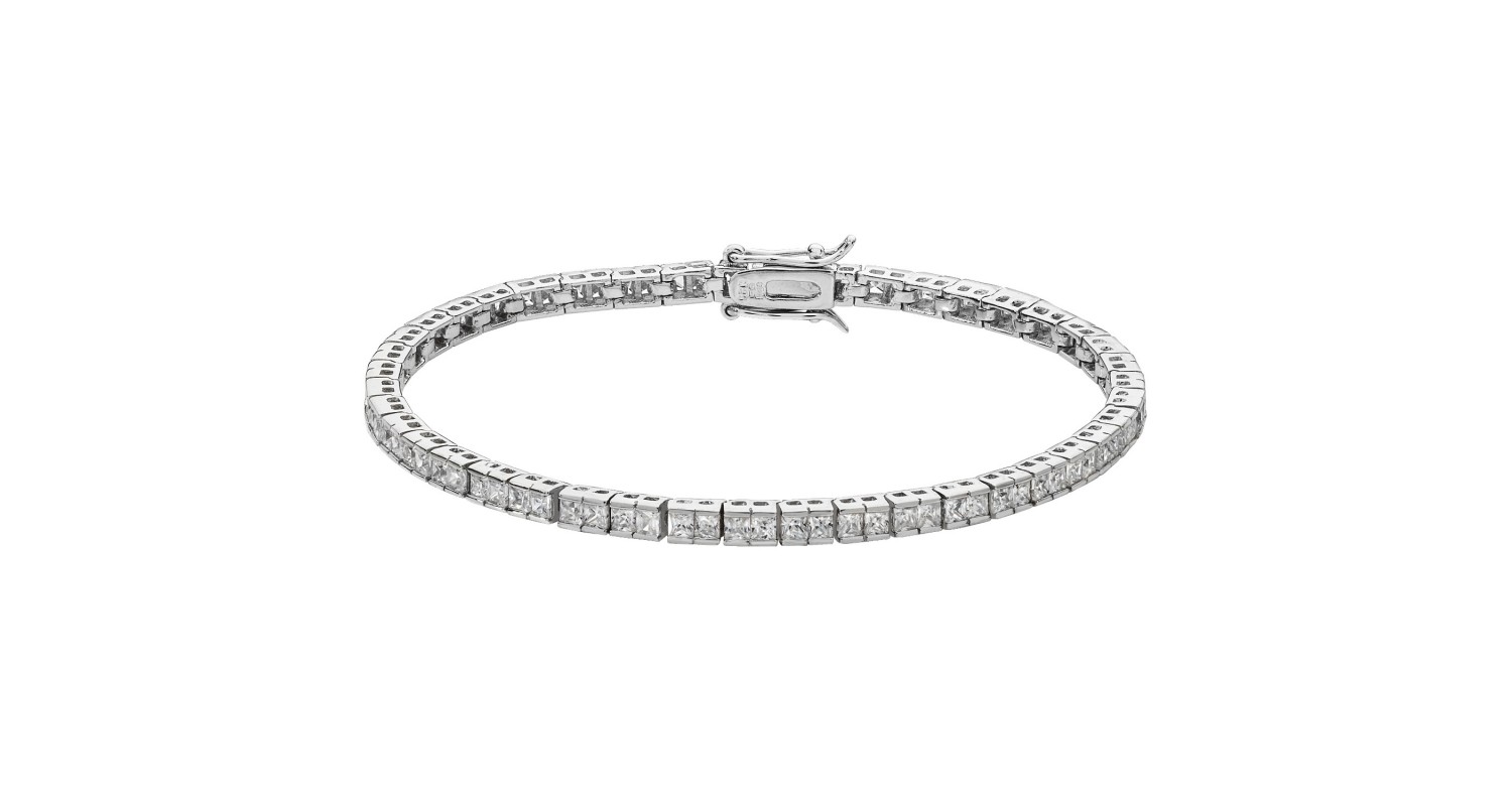 Sterling Silver Princess Cut CZ Tennis Bracelet