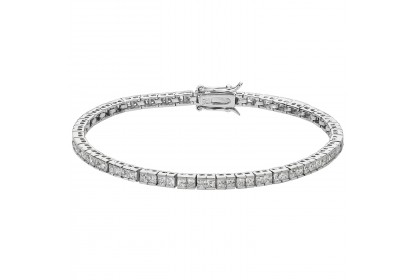 Sterling Silver Princess Cut CZ Tennis Bracelet