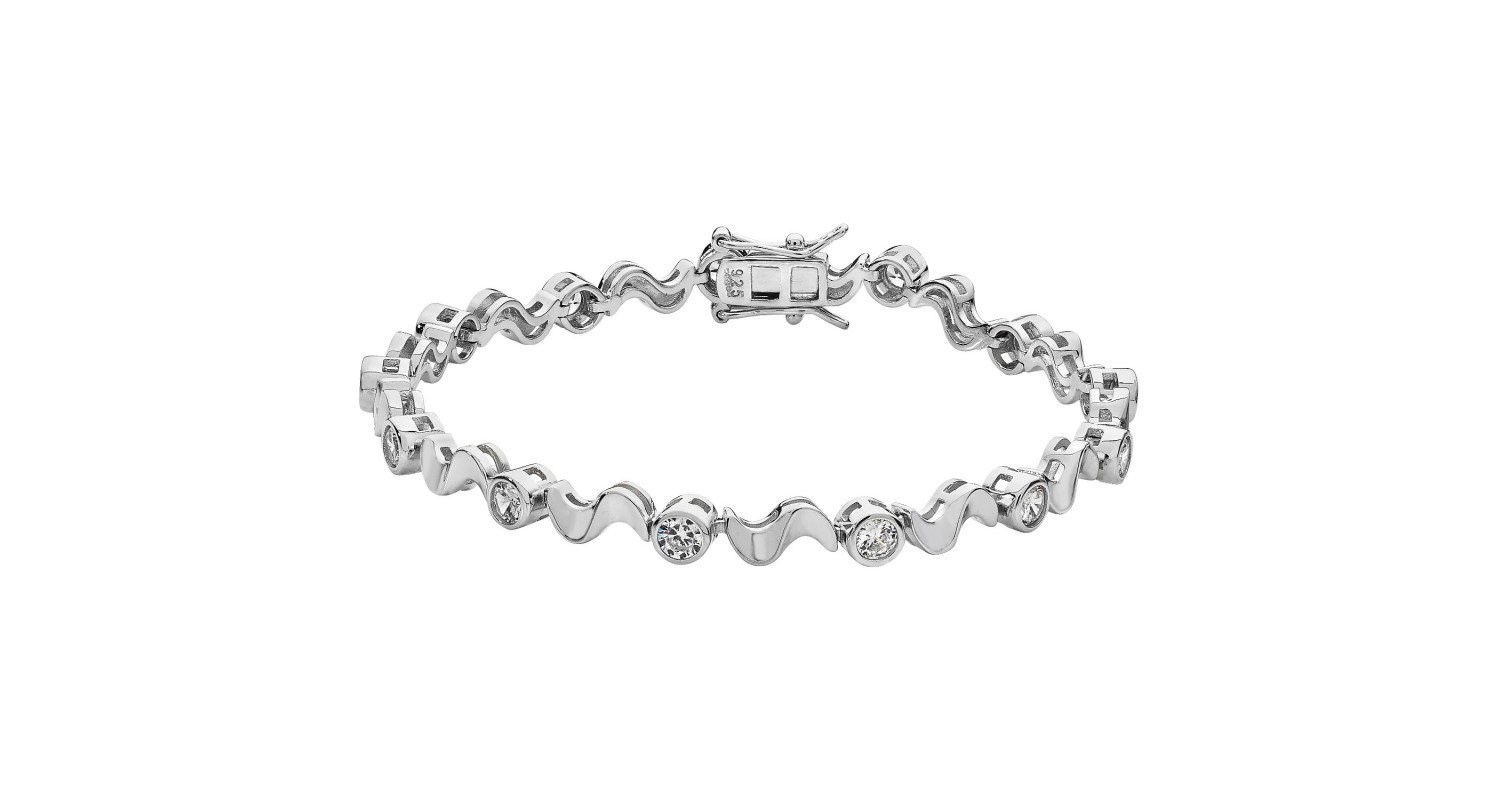 Sterling Silver CZ Set Twist Bracelet