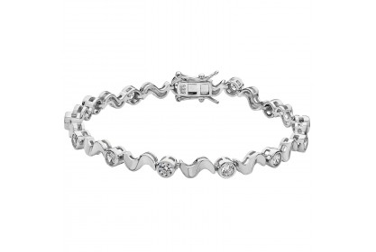 Sterling Silver CZ Set Twist Bracelet