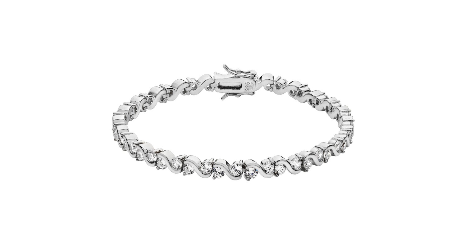 Sterling Silver CZ Set Twist Bracelet