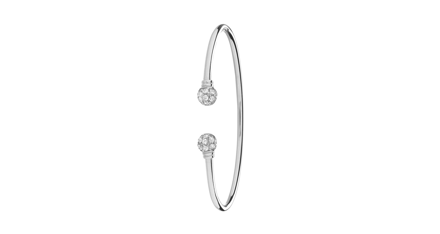 Sterling Silver Girls Cubic Zirconia Torque Bangle