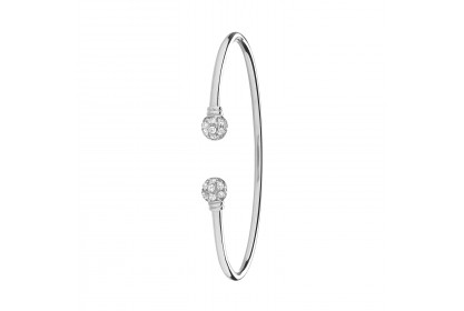 Sterling Silver Girls Cubic Zirconia Torque Bangle