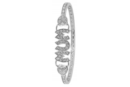 Sterling Silver CZ Set Mum Bangle