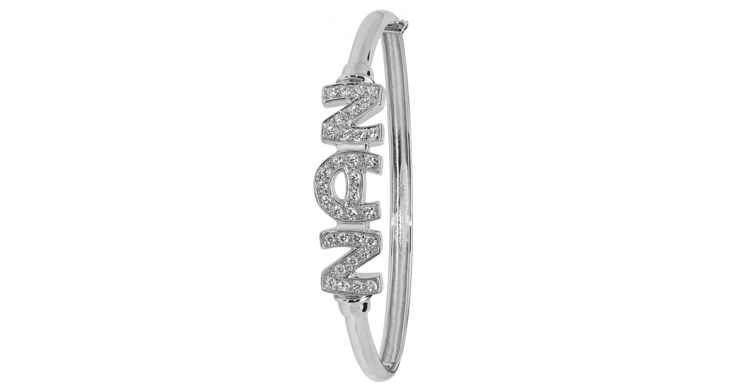 Sterling Silver CZ Set Nan Bangle