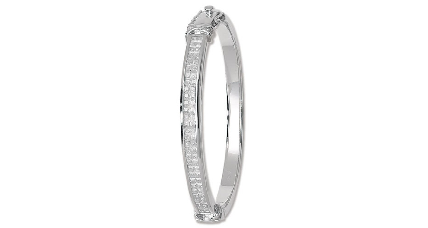 Sterling Silver CZ Set Bangle