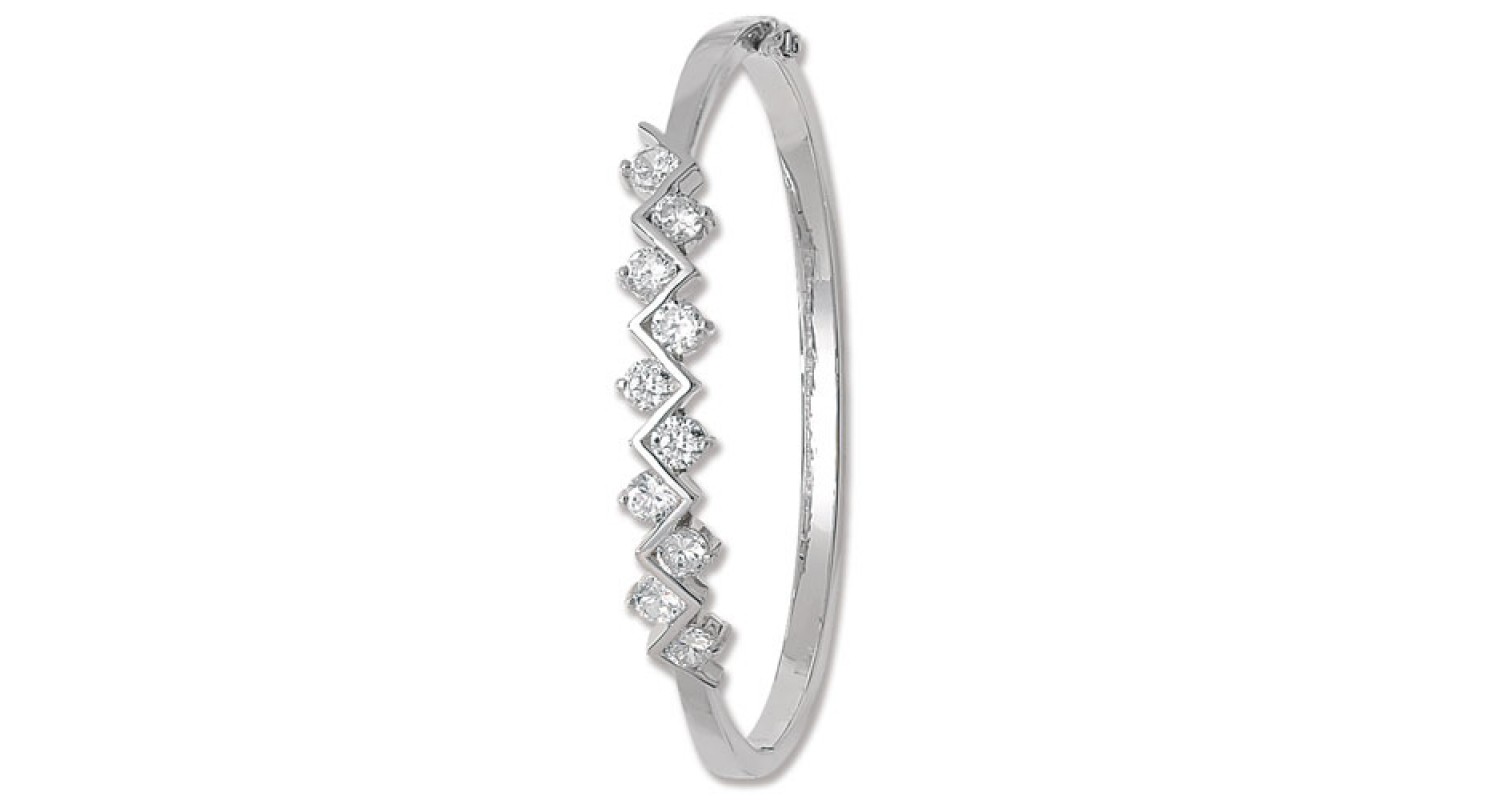 Sterling Silver CZ Set Bangle