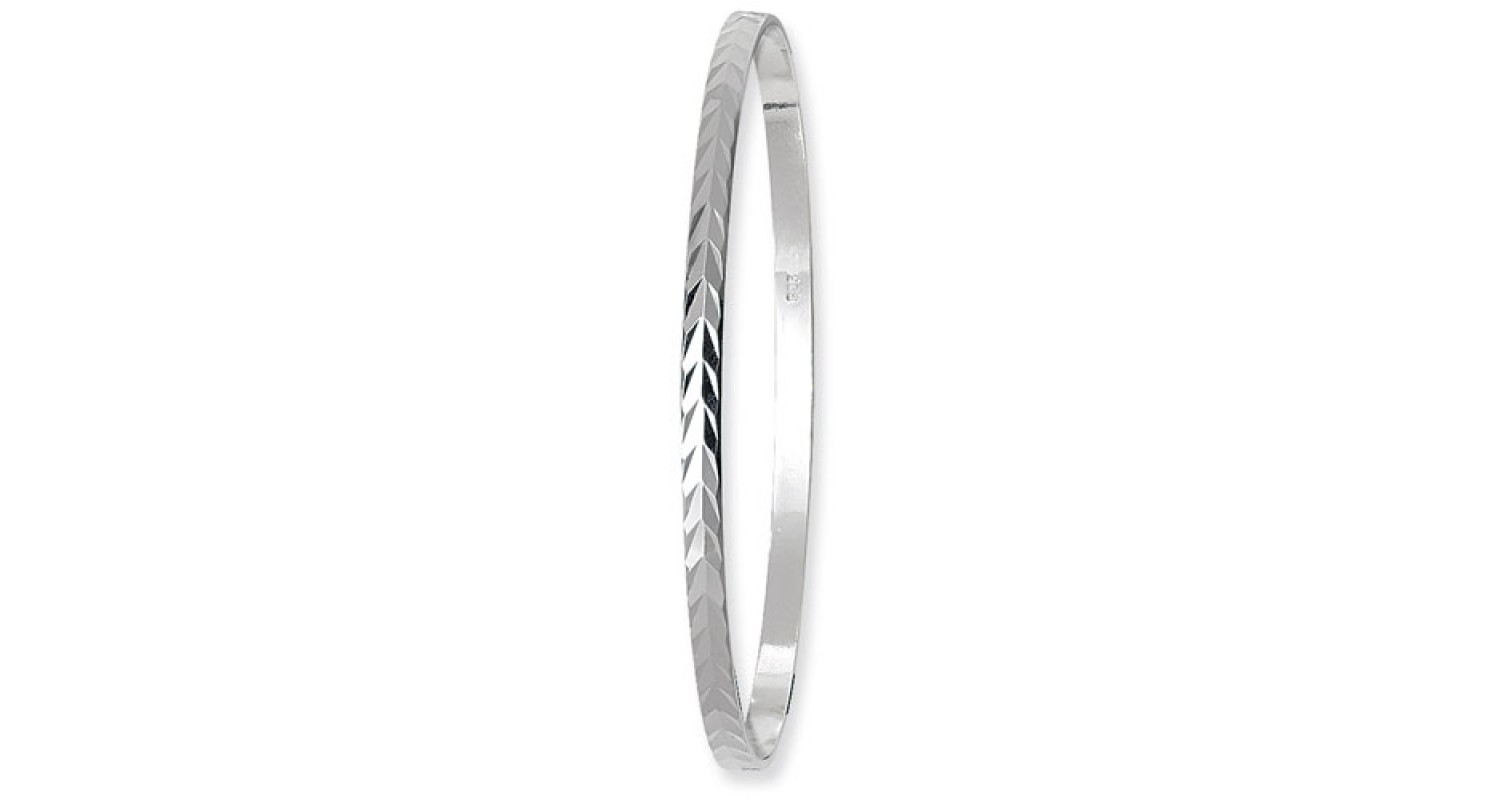 Sterling Silver Diamond Cut Bangle