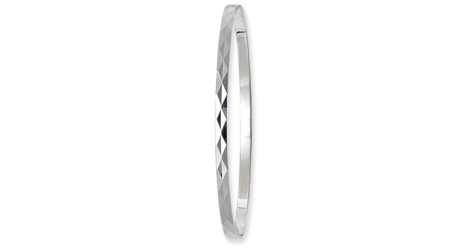 Sterling Silver Diamond Cut Bangle