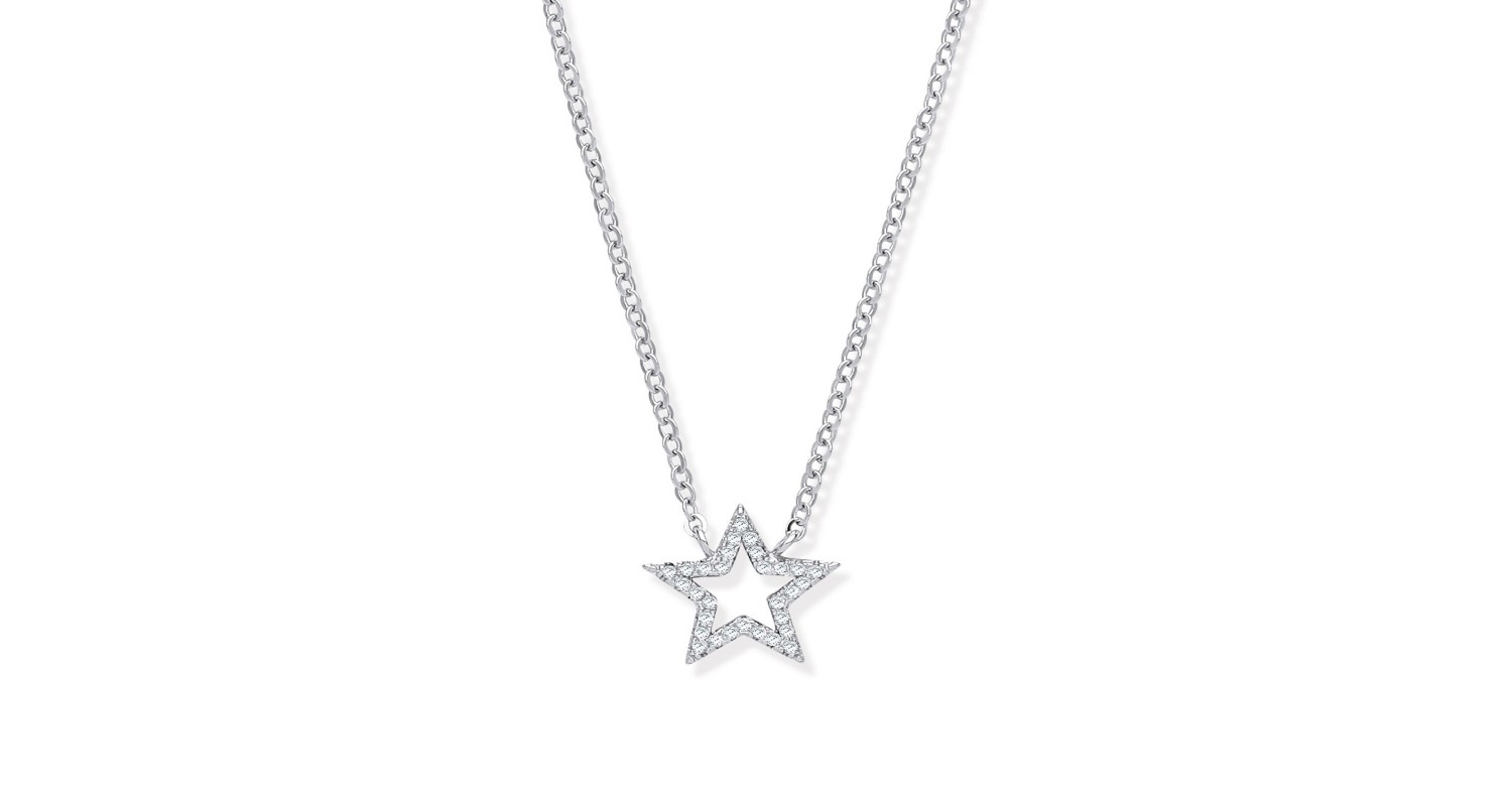 Sterling Silver CZ Set Star Necklace