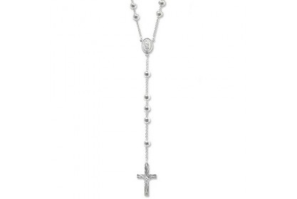 Sterling Silver Rosary Bead Necklace