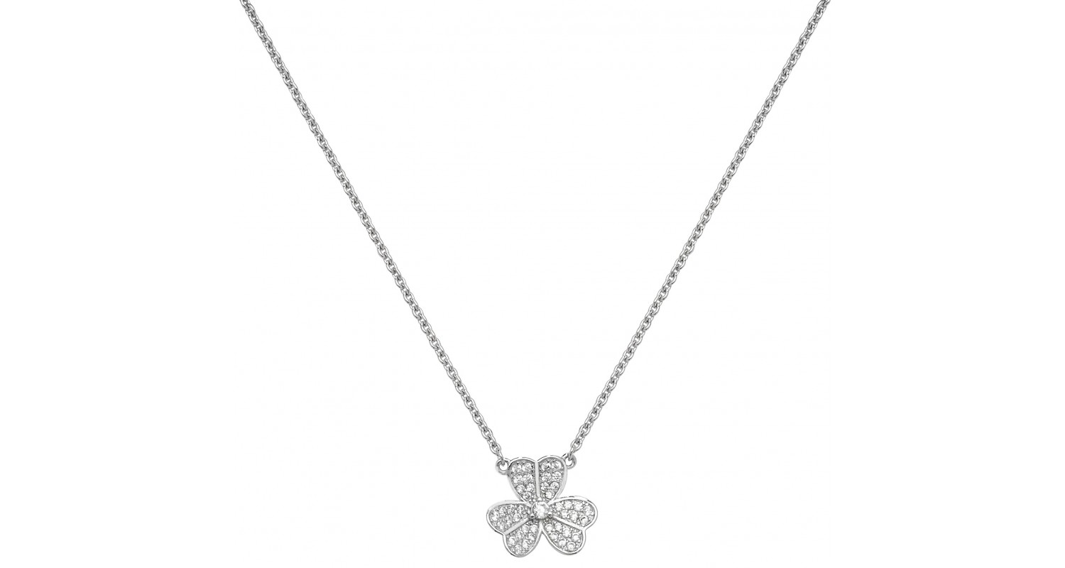 Sterling Silver CZ Shamrock Necklace