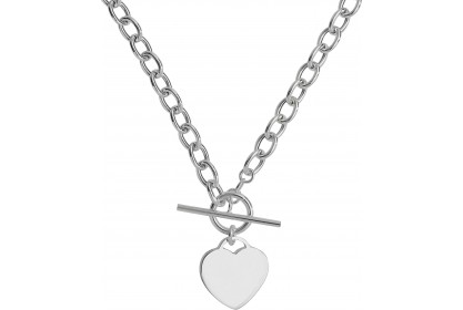 Sterling Silver T-Bar Heart Necklace