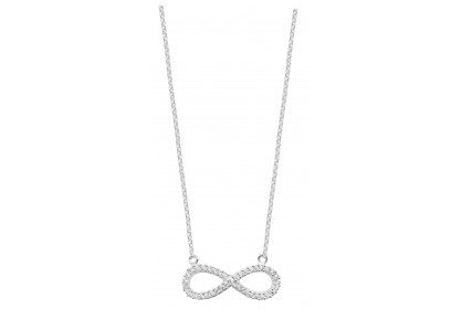 Sterling Silver Pave Set CZ Infinity Necklace