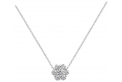 Sterling Silver Pave Set CZ Snowflake Necklace