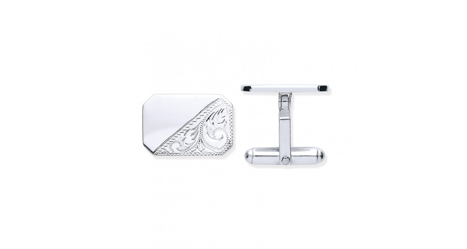 Sterling Silver Half-patterned Cufflinks