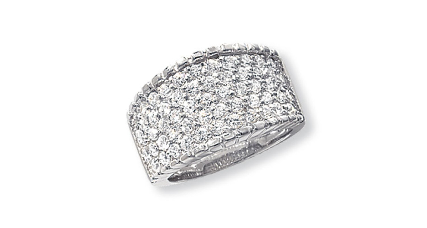 Sterling Silver Ladies 5 Row CZ Ring