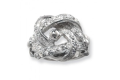 Sterling Silver Mens CZ Set Knot Ring