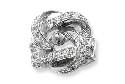 Sterling Silver Mens Heavyweight CZ Knot Ring