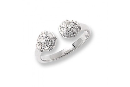 Sterling Silver Ladies CZ Set Torque Ring