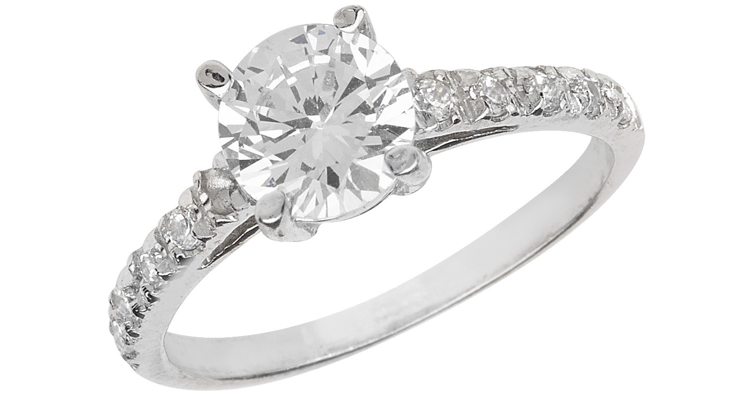 Sterling Silver CZ Engagement Ring