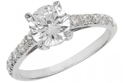 Sterling Silver CZ Engagement Ring