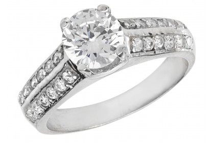 Sterling Silver CZ Engagement Ring