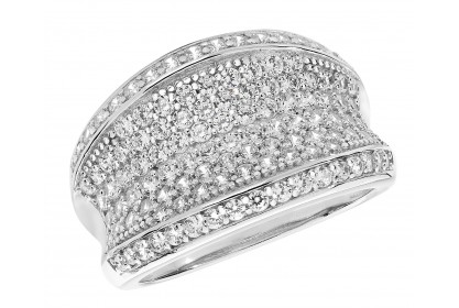 Sterling Silver CZ Concave Dress Ring