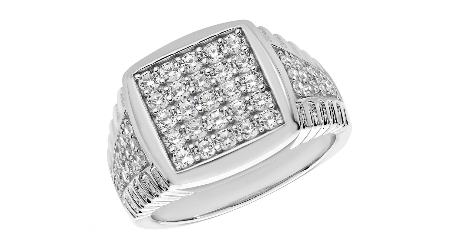 Sterling Silver CZ Signet Ring