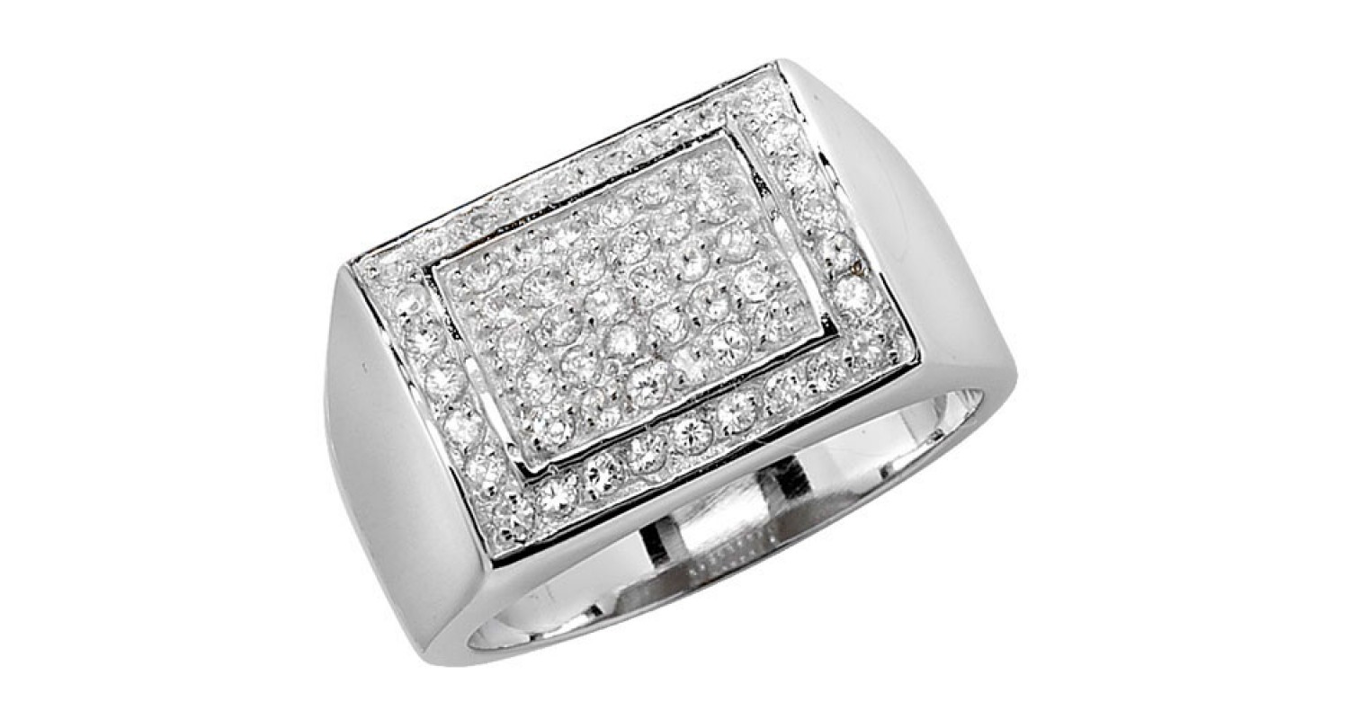 Sterling Silver CZ Signet Ring