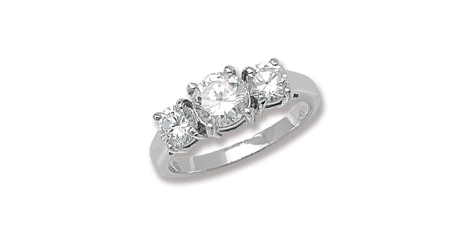 Sterling Silver CZ Trilogy Ring