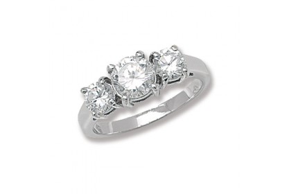 Sterling Silver CZ Trilogy Ring