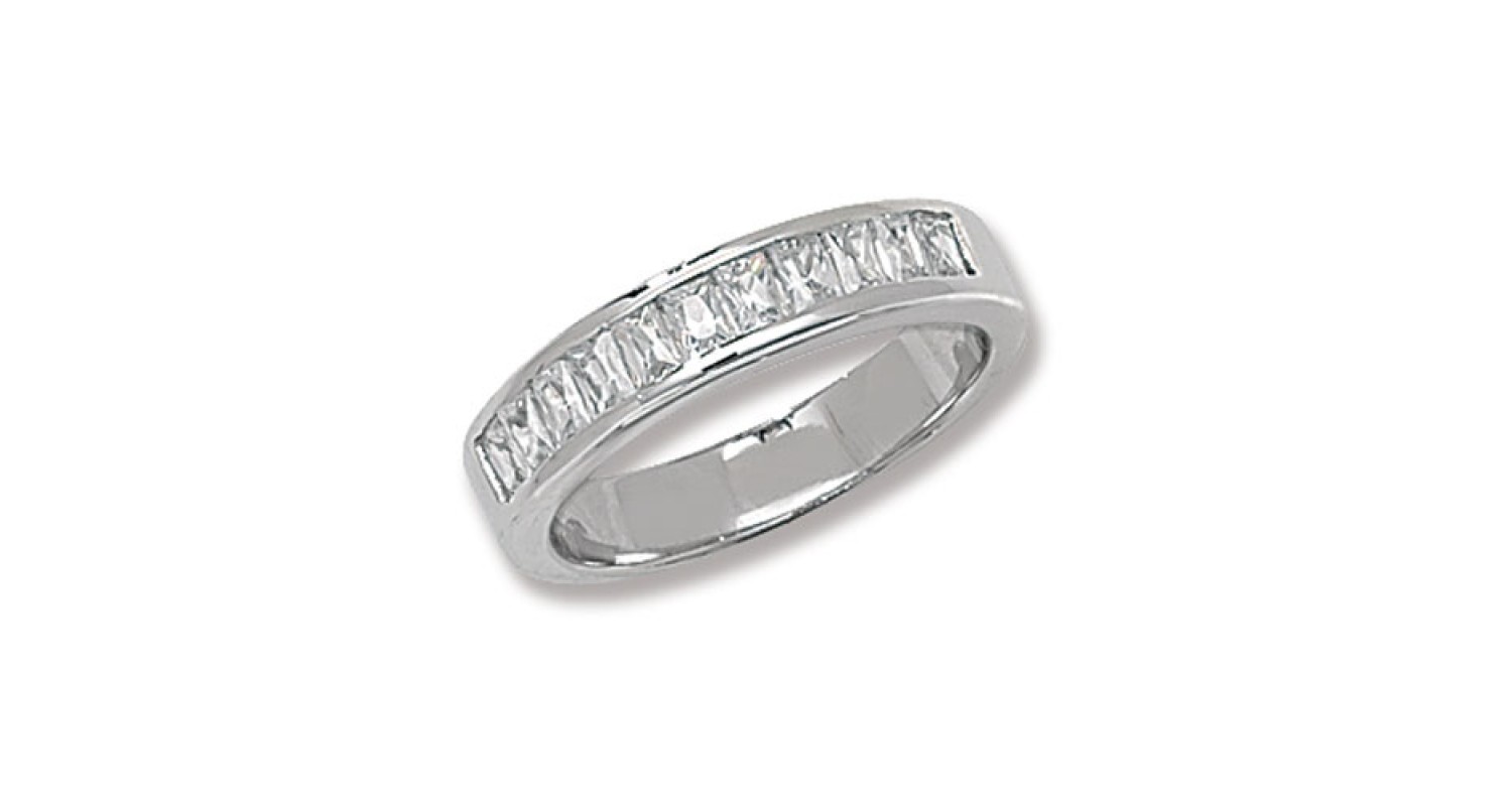 Sterling Silver Baguette CZ Eternity Ring