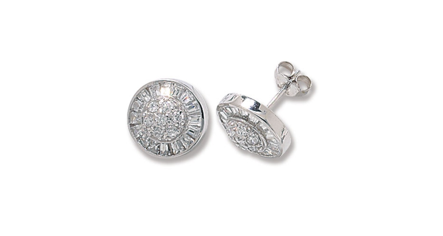 Sterling Silver Round Cubic Zirconia Stud Earrings