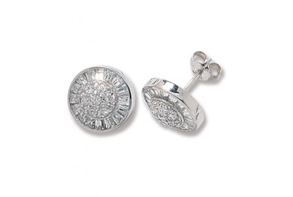 Sterling Silver Round Cubic Zirconia Stud Earrings