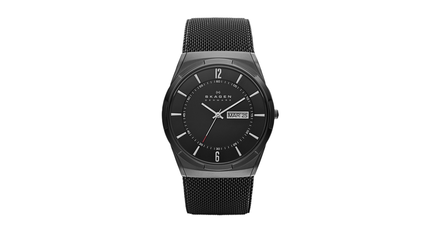 Skagen Melbye Titanium & Black Steel Day Date Watch