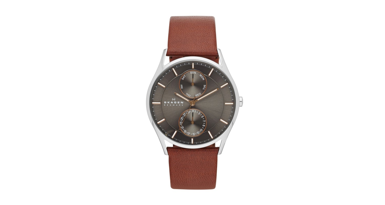 Skagen Holst Brown Leather Multifunction Watch