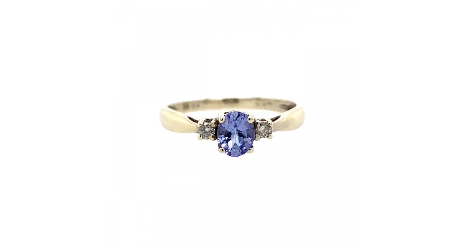 9ct White Gold Tanzanite & Diamond Ring