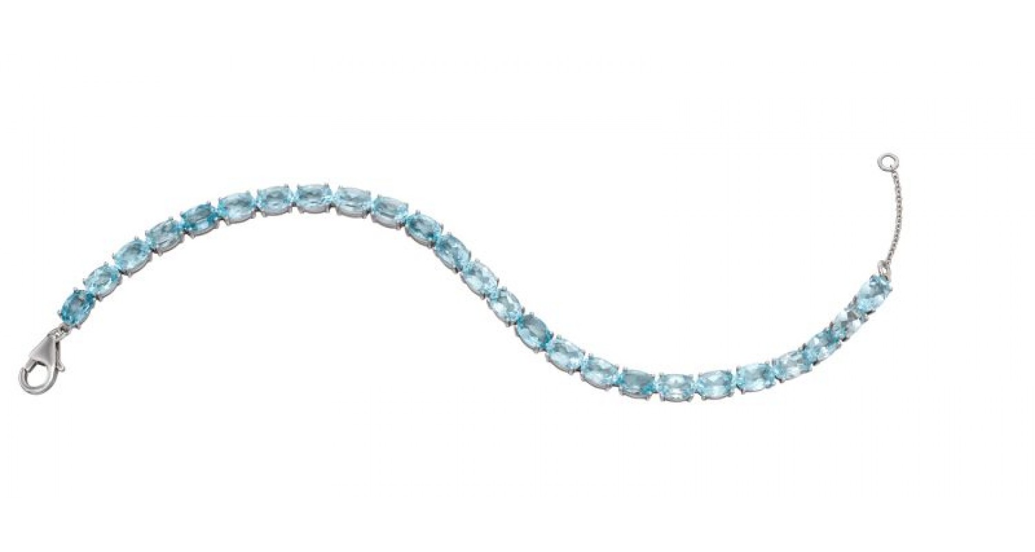 9ct White Gold Blue Topaz Bracelet