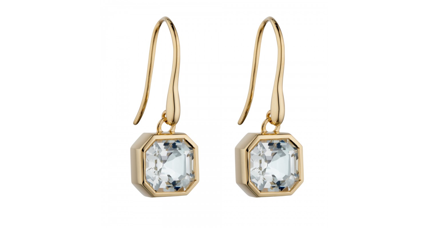 9ct Yellow Gold White Topaz Earrings