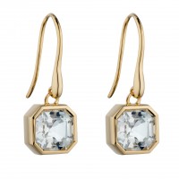 9ct Yellow Gold White Topaz Earrings