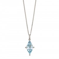 9ct White Gold Blue Topaz & Diamond Necklace